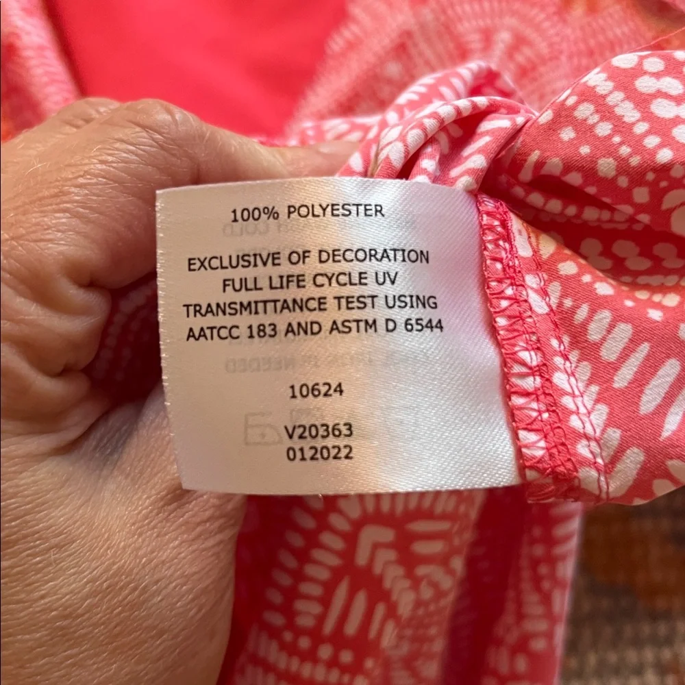 NWOT Coolibar Sun Protection Shift Dress Coral and White size xl - Picture 8 of 9
